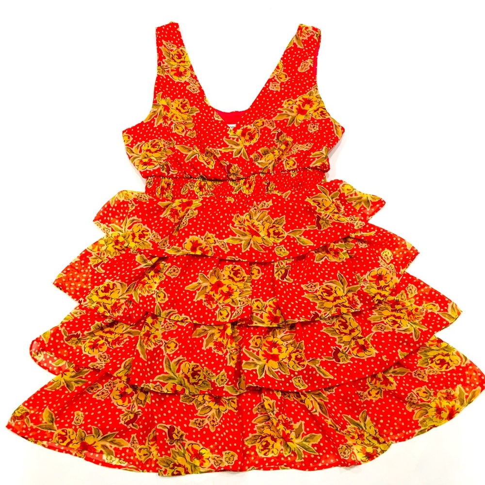NWT Forever21 Apple Blossom Strawberry Shortcake Red Polka Dot Dress Ruffle Hem